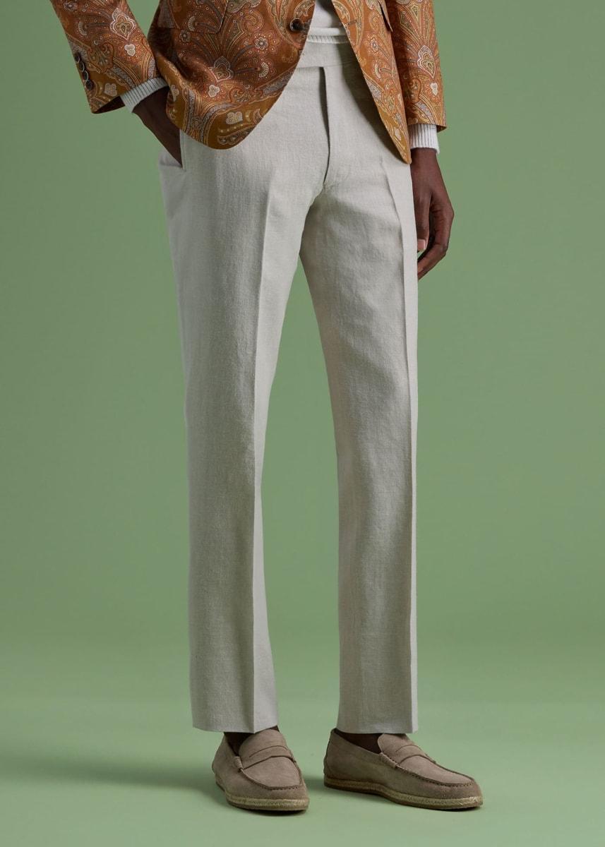 Soft Linen Canvas Dress Trouser - Tan