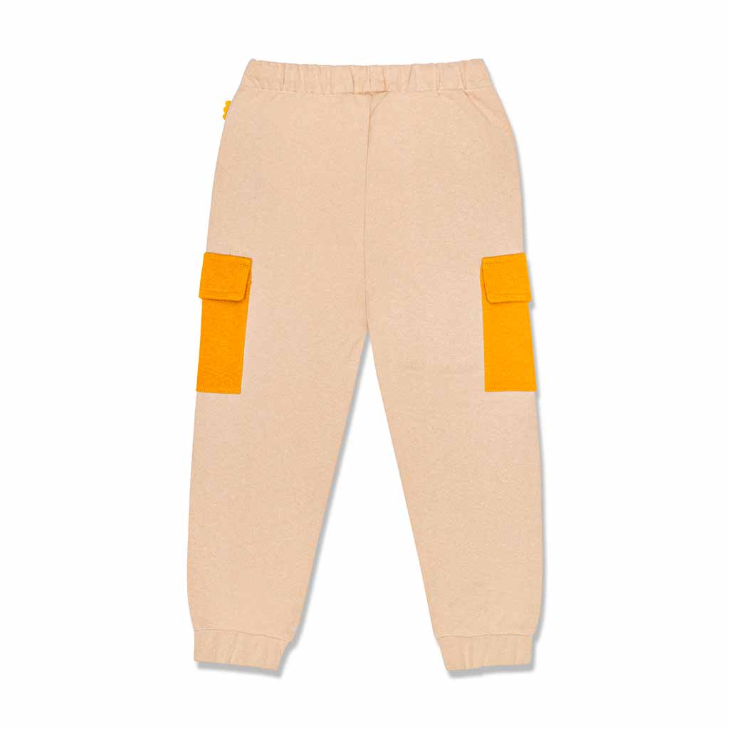 Beige Cargo Pocket Kid Jogger - Beige