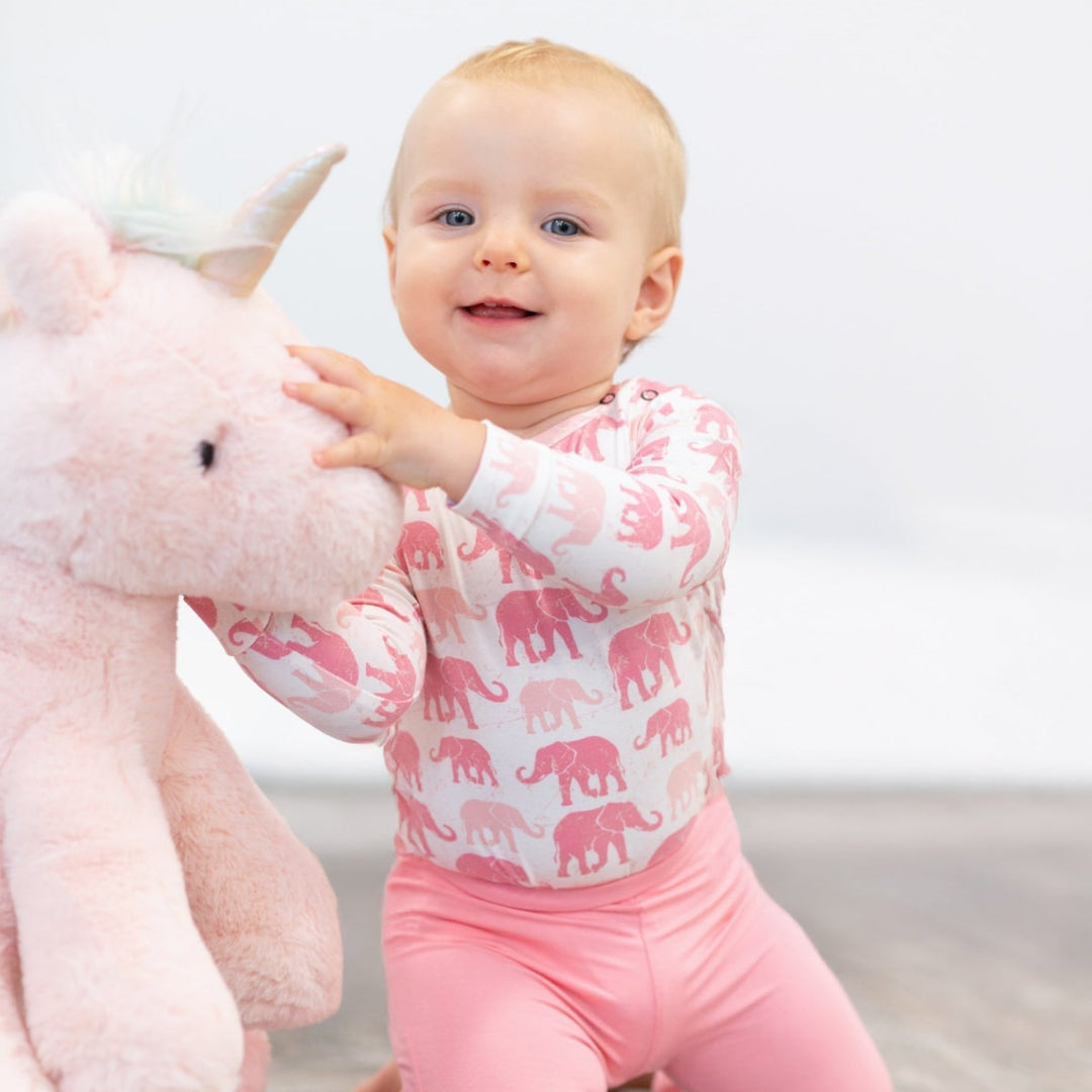 Pink Elephant Long Sleeve Bodysuit - Grace