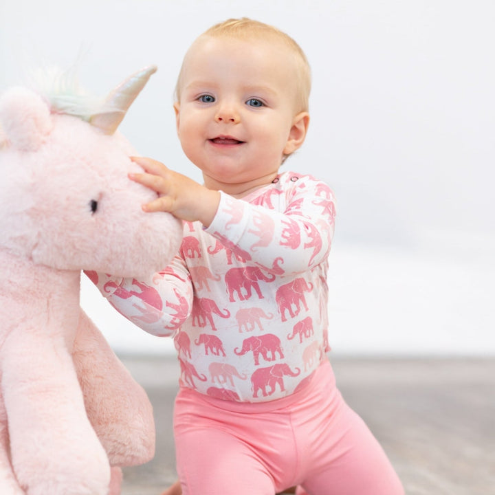 Pink Elephant Long Sleeve Bodysuit - Grace