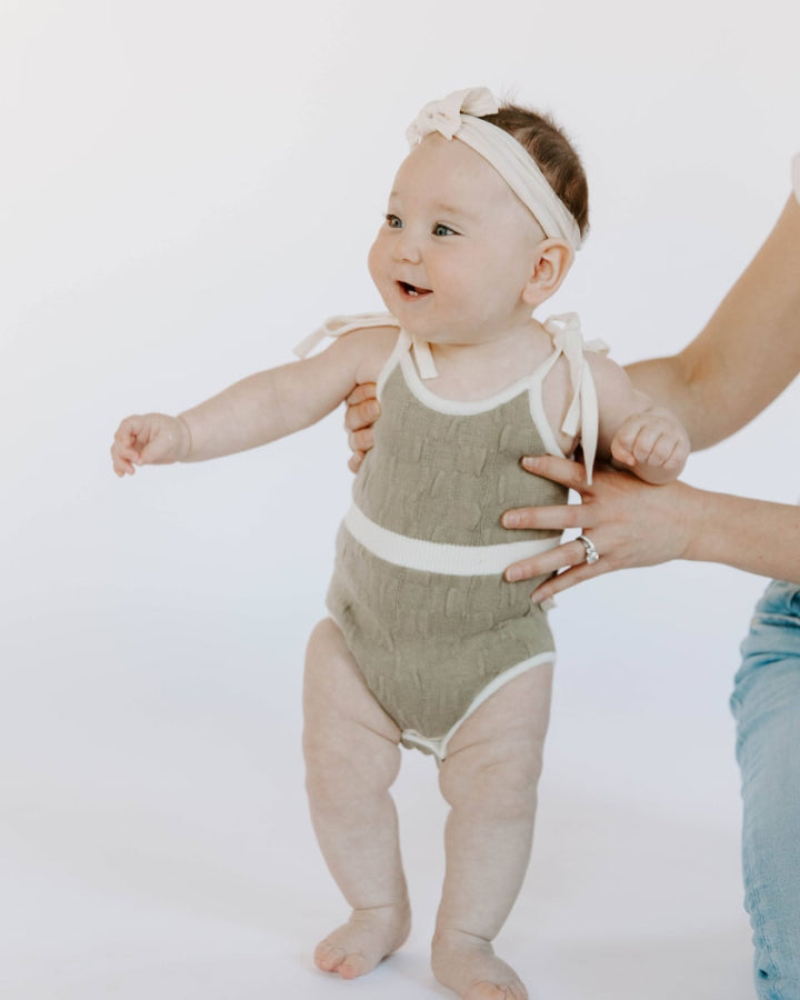 Organic Cotton Magnetic Bubble Romper - Truffle