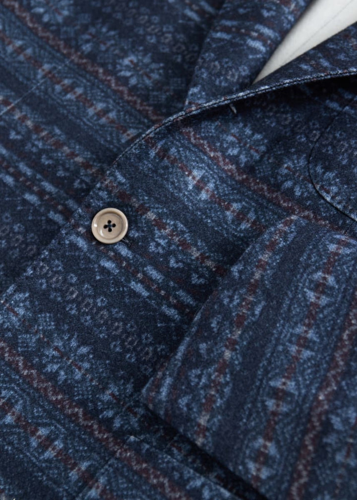 Wool Printed Fair Isle Jacket - Slate Blue - Blazer