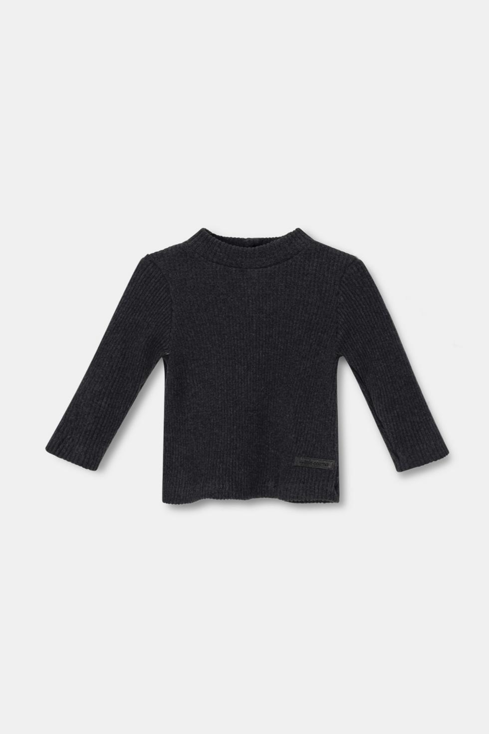 Organic rib baby sweater - Dark grey