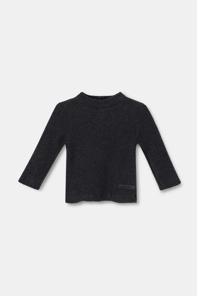 Organic rib baby sweater - Dark grey