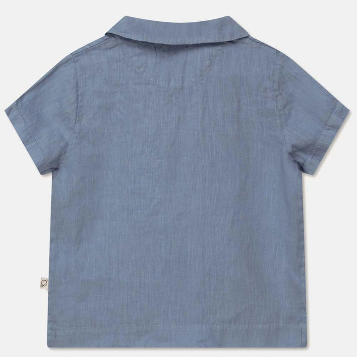 Linen Polo Shirt - Sky Blue Tops My Little Cozmo 