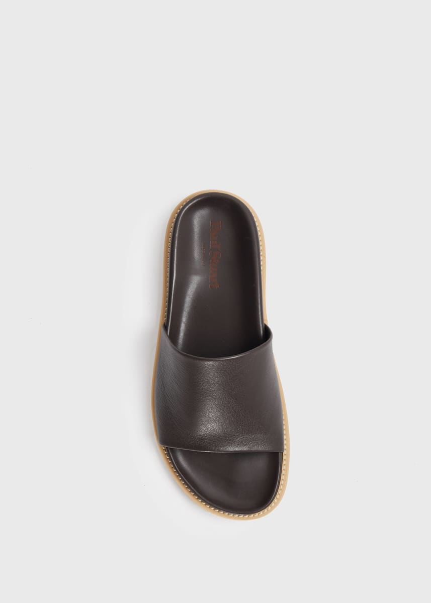 Palma Leather Slide - Dark Brown