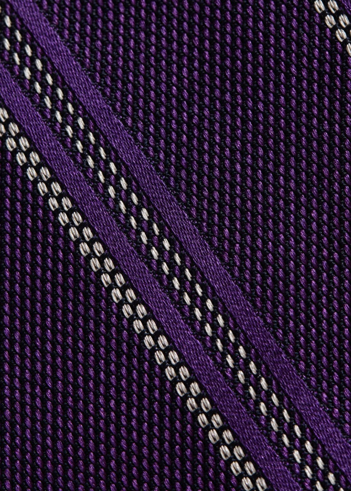 Silk Grenadine Stripe Tie - Purple