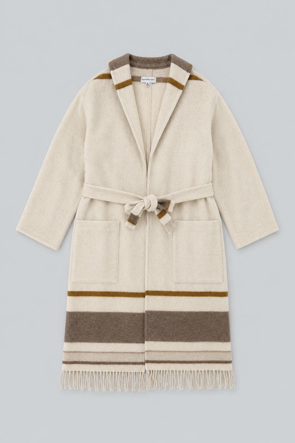 Fringe Robe Coat - Cream Multi