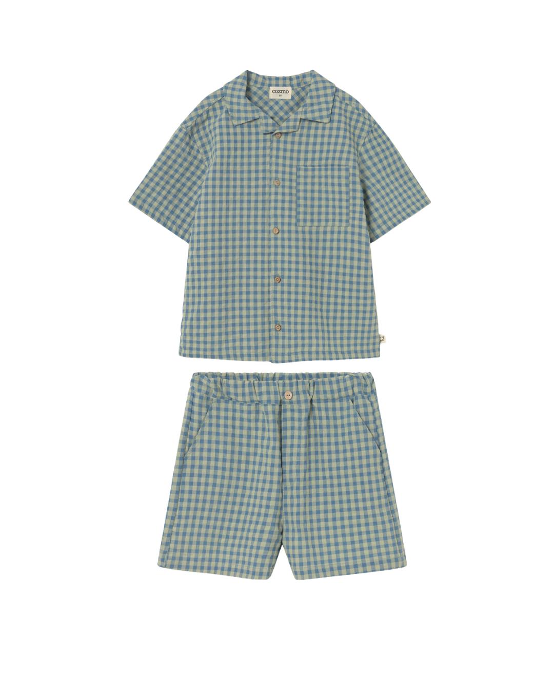Blue Gingham Cotton Set