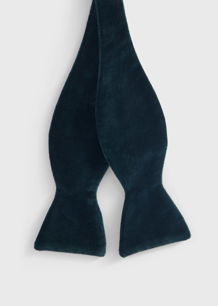 Blunt Edge Cotton Velvet Bow - Bottle Green