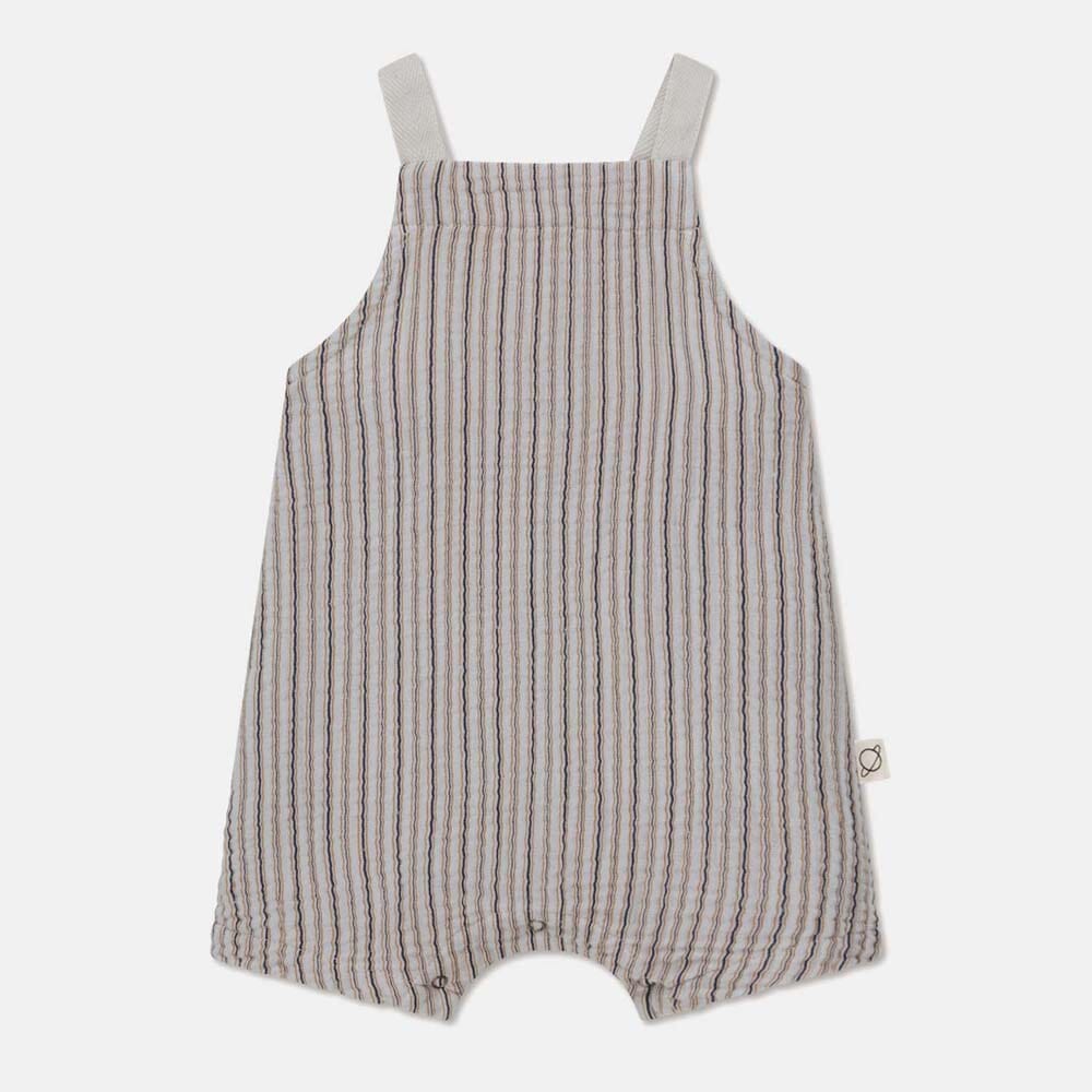 Gauze Stripe Baby Overalls - Soft Grey Shorts My Little Cozmo 