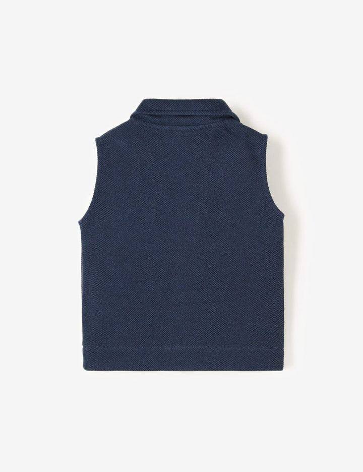 Organic Cosy Terry Zip-Up Vest - Denim Marl