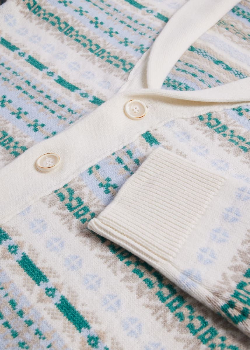 Fair Isle Button Front Cardigan - Arctic