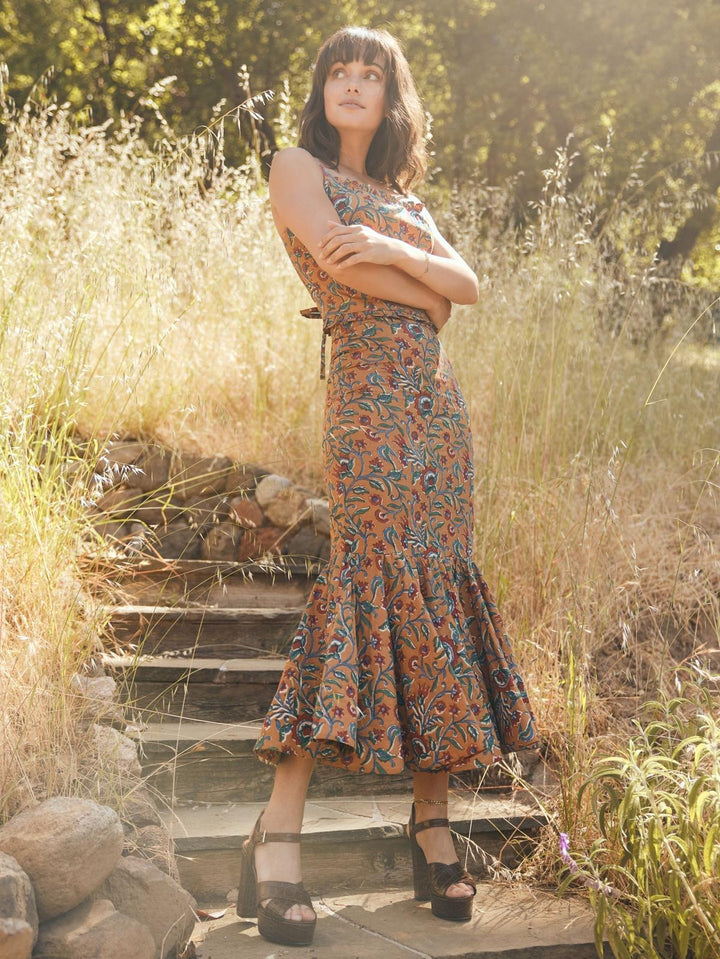 Courtney Ruffled Top - Tawny/Multicolor Floral print