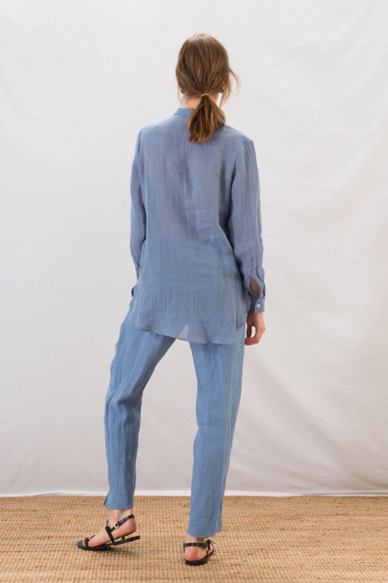 Sheer Tunic Shirt - Blue