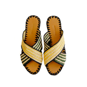 Juno Striped Slide Lemon