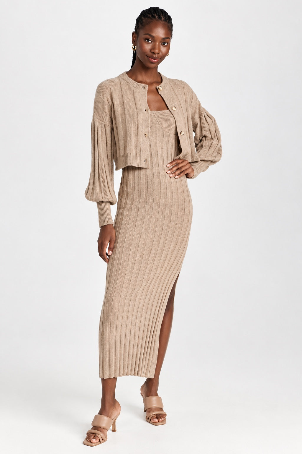 Cropped Cardigan - Tan