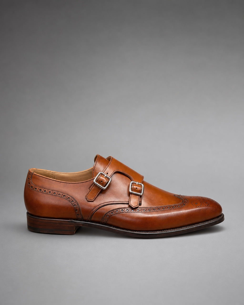 Hawthorne Leather Double Monk Strap - Chestnut