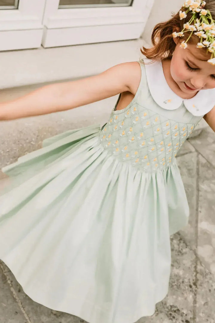 Lily Sleeveless Smocked Dress - Mint