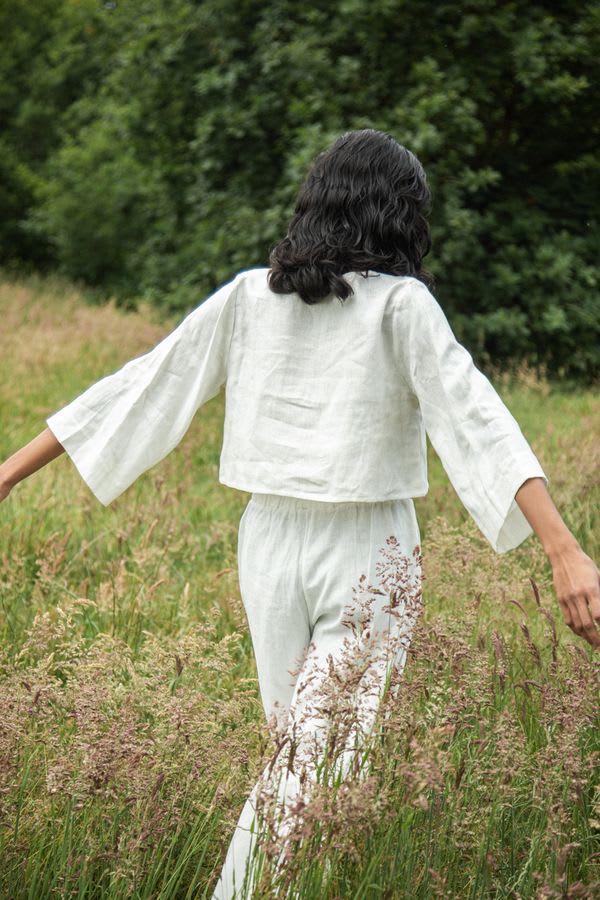 Kaz-May Linen Top - Snow White