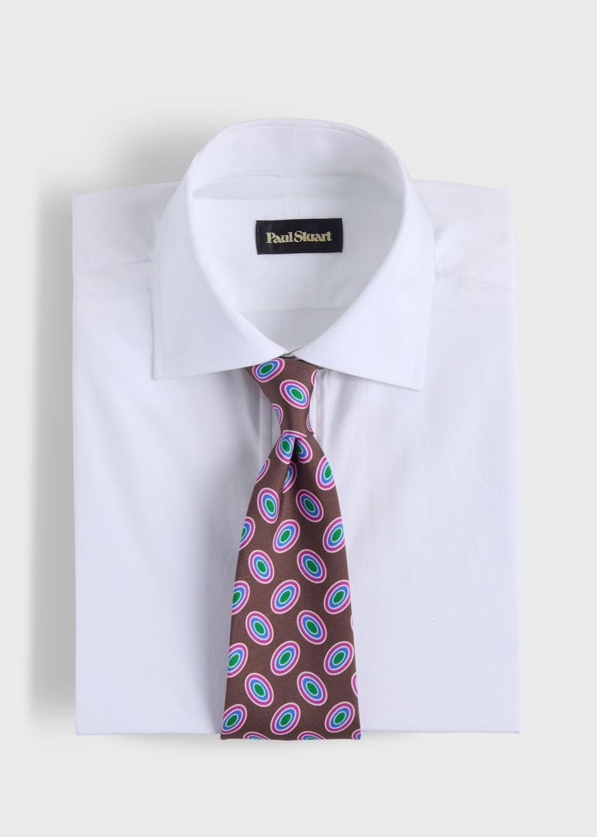 Printed Silk Tossed Oval Tie - Brown