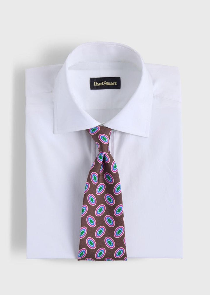 Printed Silk Tossed Oval Tie - Brown
