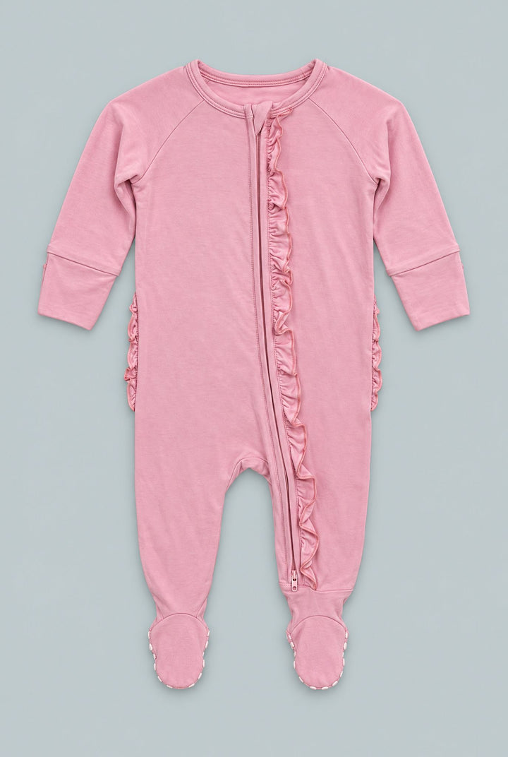Ruffle Footie - Candy Pink