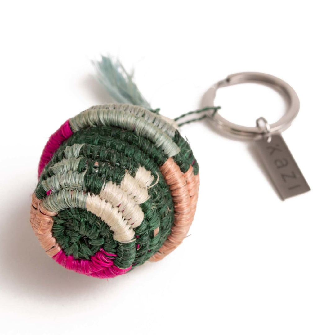 Woven Keychain - Green Tassel