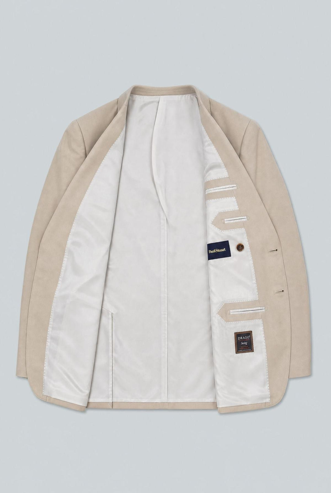 Beige Herringbone Wool Suit - Tan