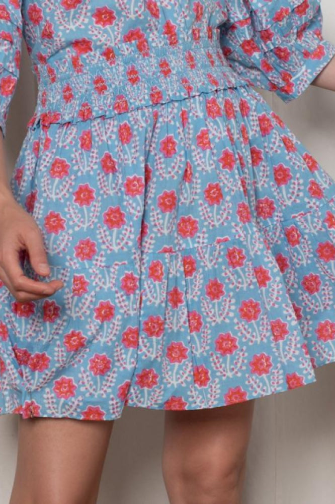 Sadie Skirt - Blue and Red Azalea - Skirt