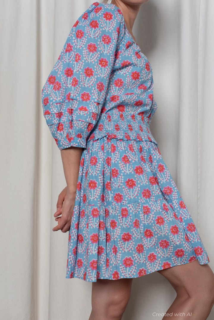 Sadie Skirt - Blue and Red Azalea - Skirt