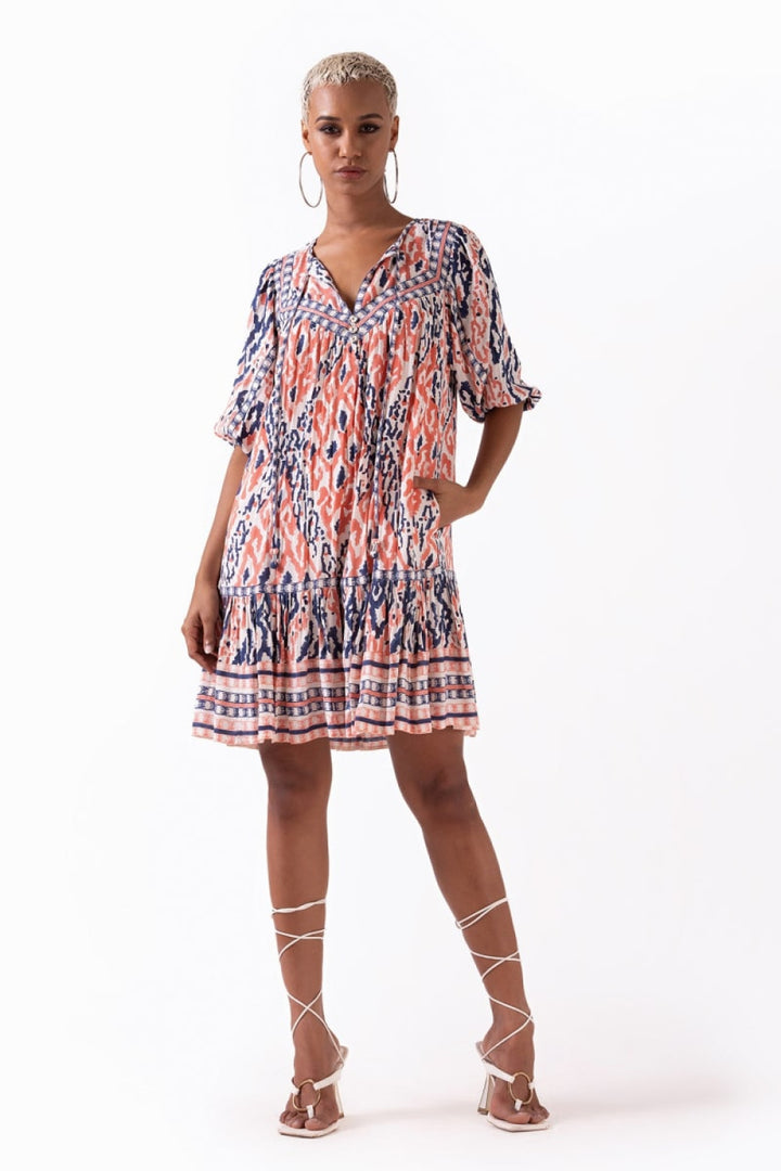 Sahiba Mini Dress - Coral - Dresses