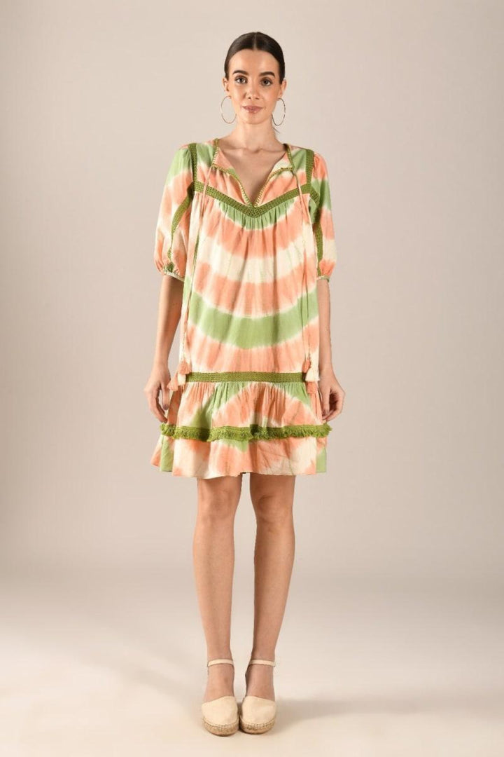 Sahiba Mini Dress - Peach - Dresses