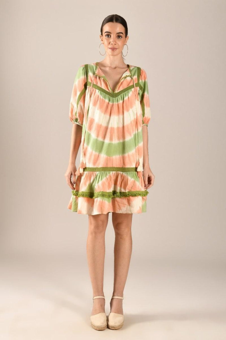 Sahiba Mini Dress - Peach - Dresses