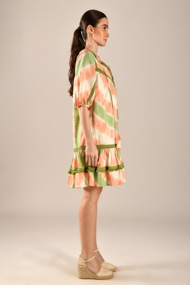 Sahiba Mini Dress - Peach - Dresses