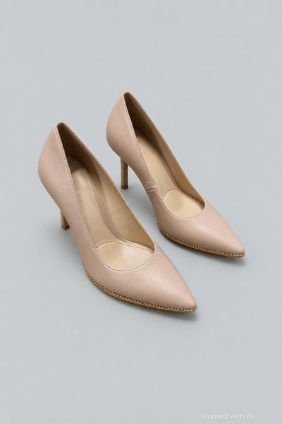 Samantha Leather Pumps High Women’s Heels - Pale Blush - 5.5 M - Heels
