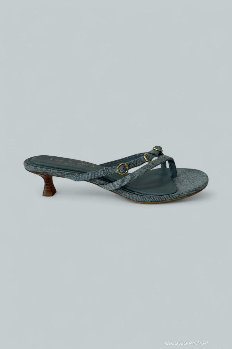 Sammie Denim Buckle Kitten-Heel Sandals - Lwdnm - 9B / 39EU - Sandals