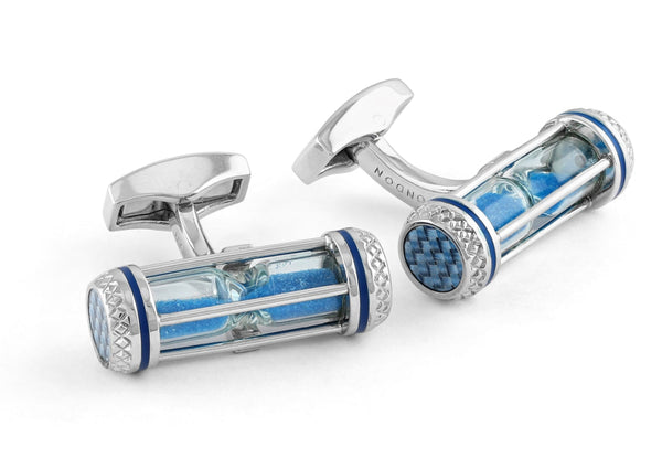 Sand Timer Cufflinks - Blue - One Size - Cufflinks
