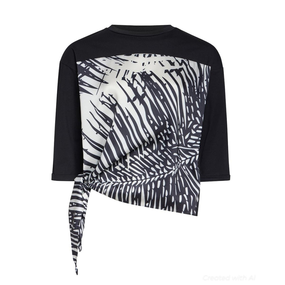 Sandra Top - Black Leaf - Shirt