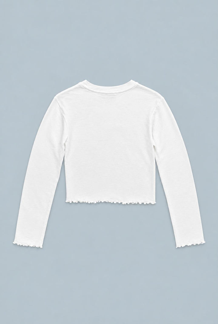 Sara Long Sleeve Top - White - Shirt