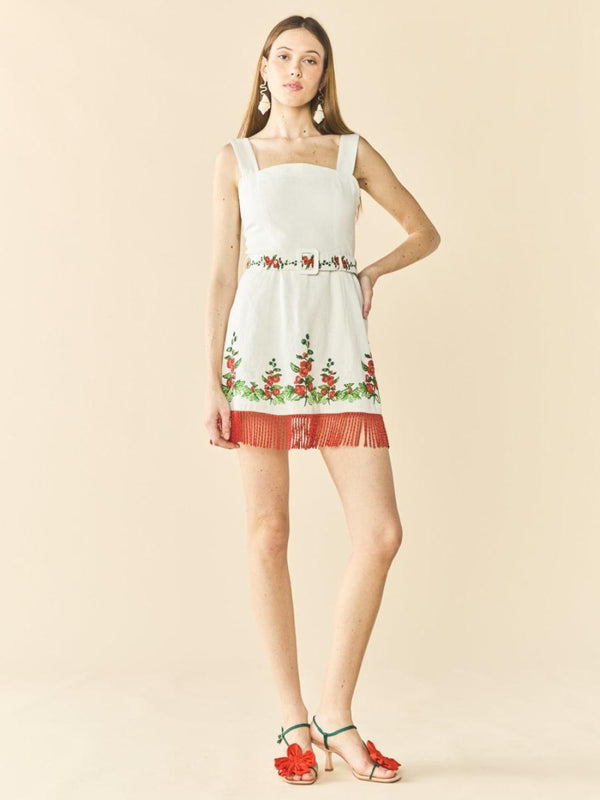 Sarah Bird Mini Dress x Larsen McDowell - White Larsen Watercolor - FINAL SALE - Dresses