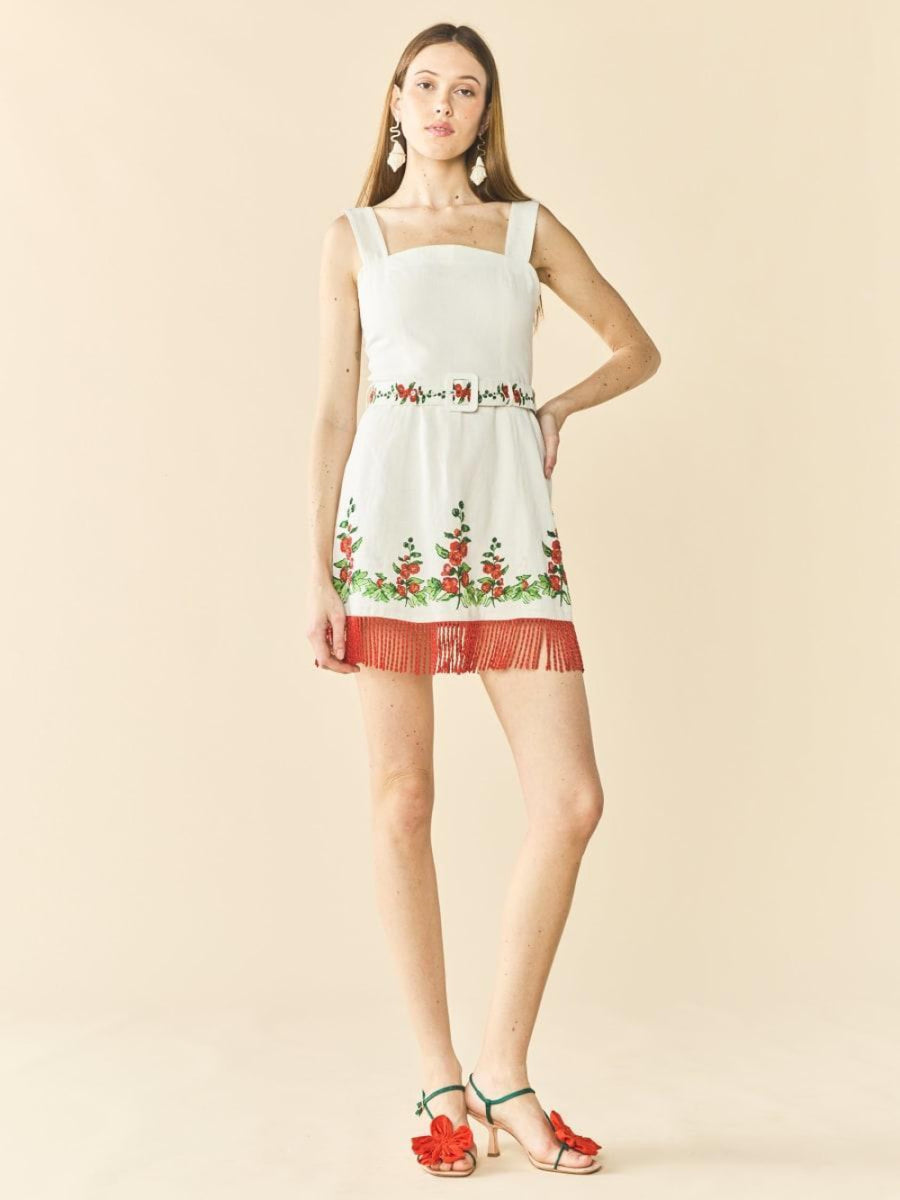 Sarah Bird Mini Dress x Larsen McDowell - White Larsen Watercolor - FINAL SALE - Dresses