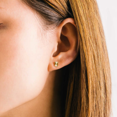 Rectangle Fluted Stud Earrings - Gold