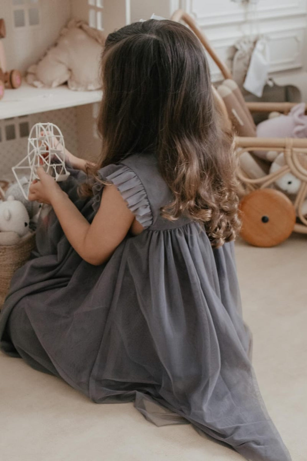 Scarlett | Cotton Tulle Dress - Sleet Gray - Dresses