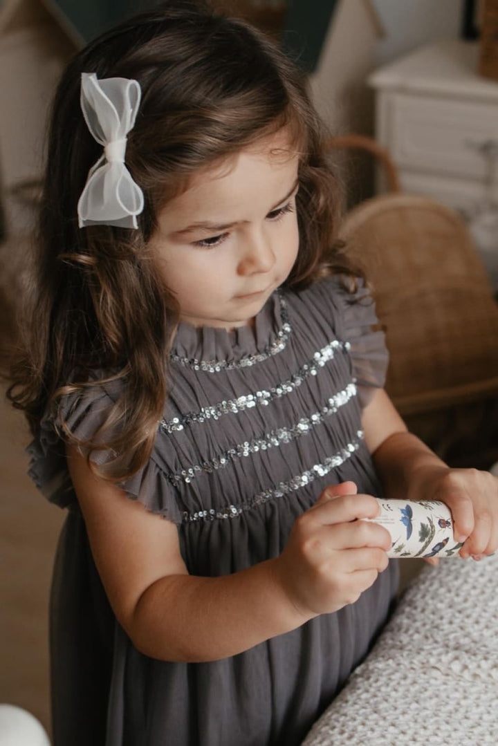 Scarlett | Cotton Tulle Dress - Sleet Gray - Dresses