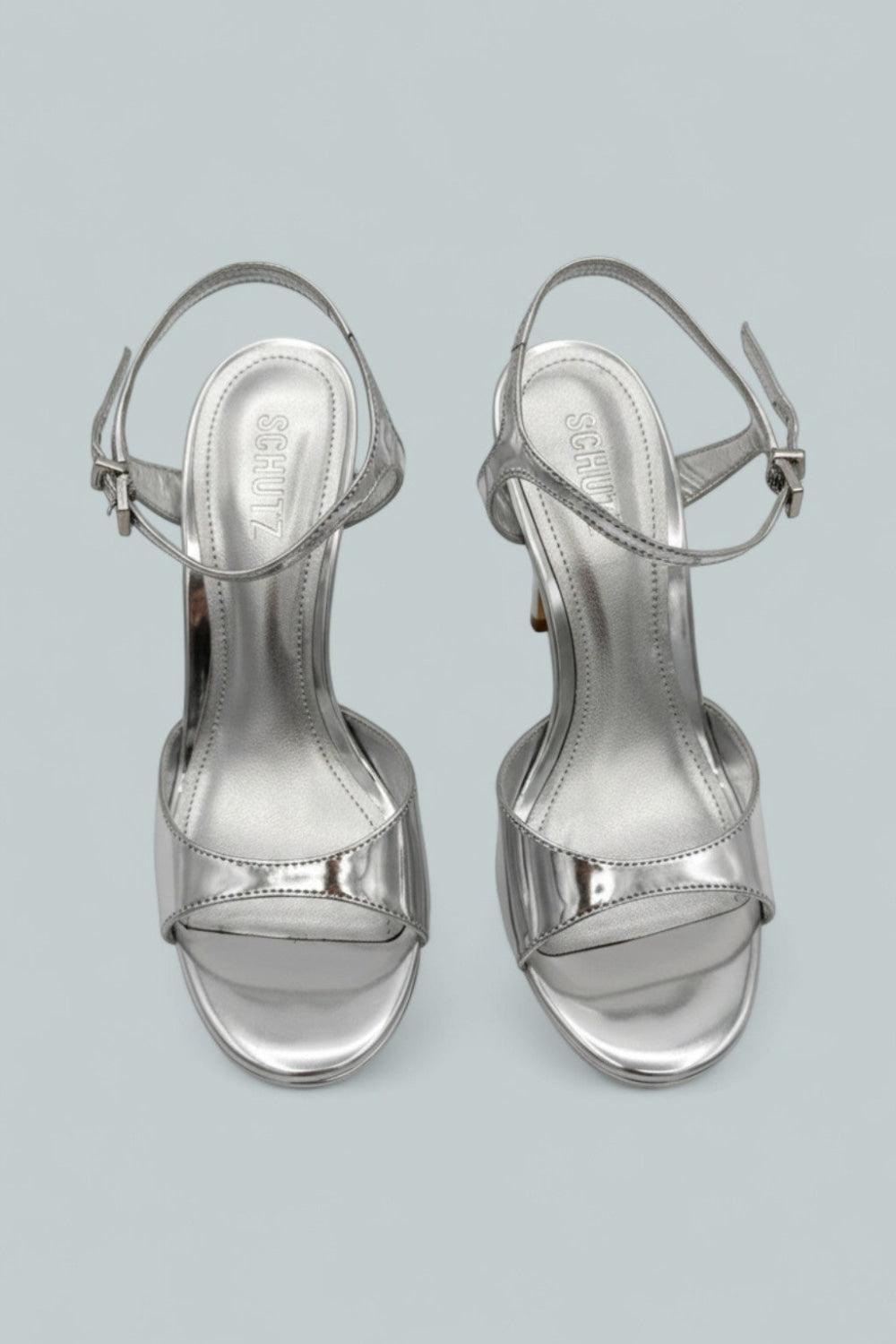 Scarlett Platform Leather Sandals - Silver - 8 - Sandals