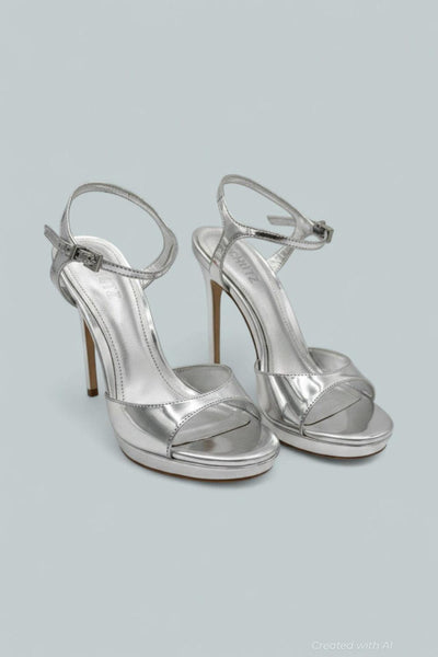 Scarlett Platform Leather Sandals - Silver - 8 - Sandals