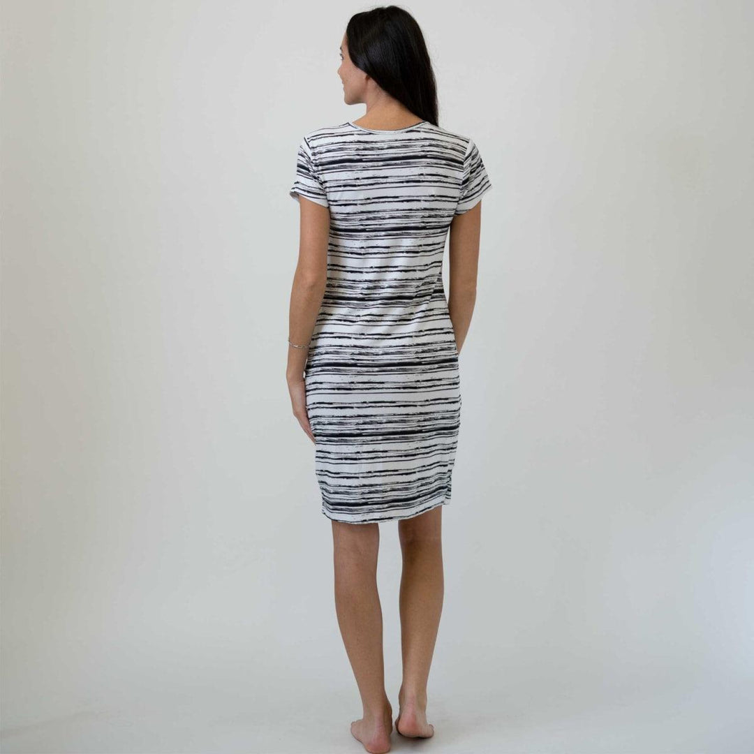 Scoop Neck Dress - Black Stripe - Dresses