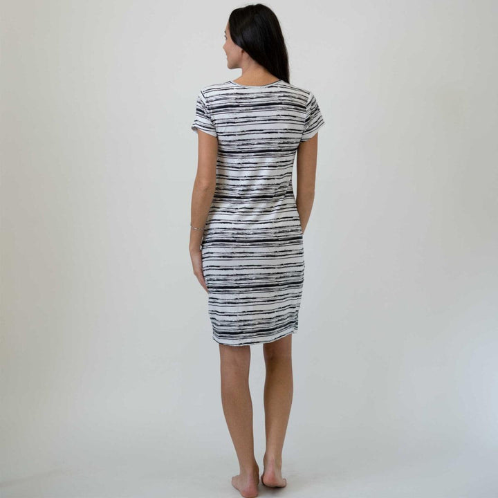 Scoop Neck Dress - Black Stripe - Dresses