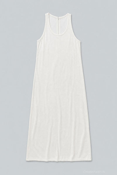 Scoop-Neck Sablé Dress - Macadamia - Dresses